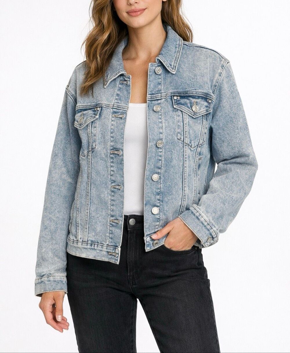Rebecca Minkoff Light Wash Denim Jean Jacket Stretch Trucker Oversized M